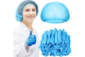 Yahenda 500 Pcs Disposable Bouffant Caps Bulk Disposable Cap for Hair Elastic Dust Hairnets for Food Service, Nurses, Labs(Blue,21 Inch)