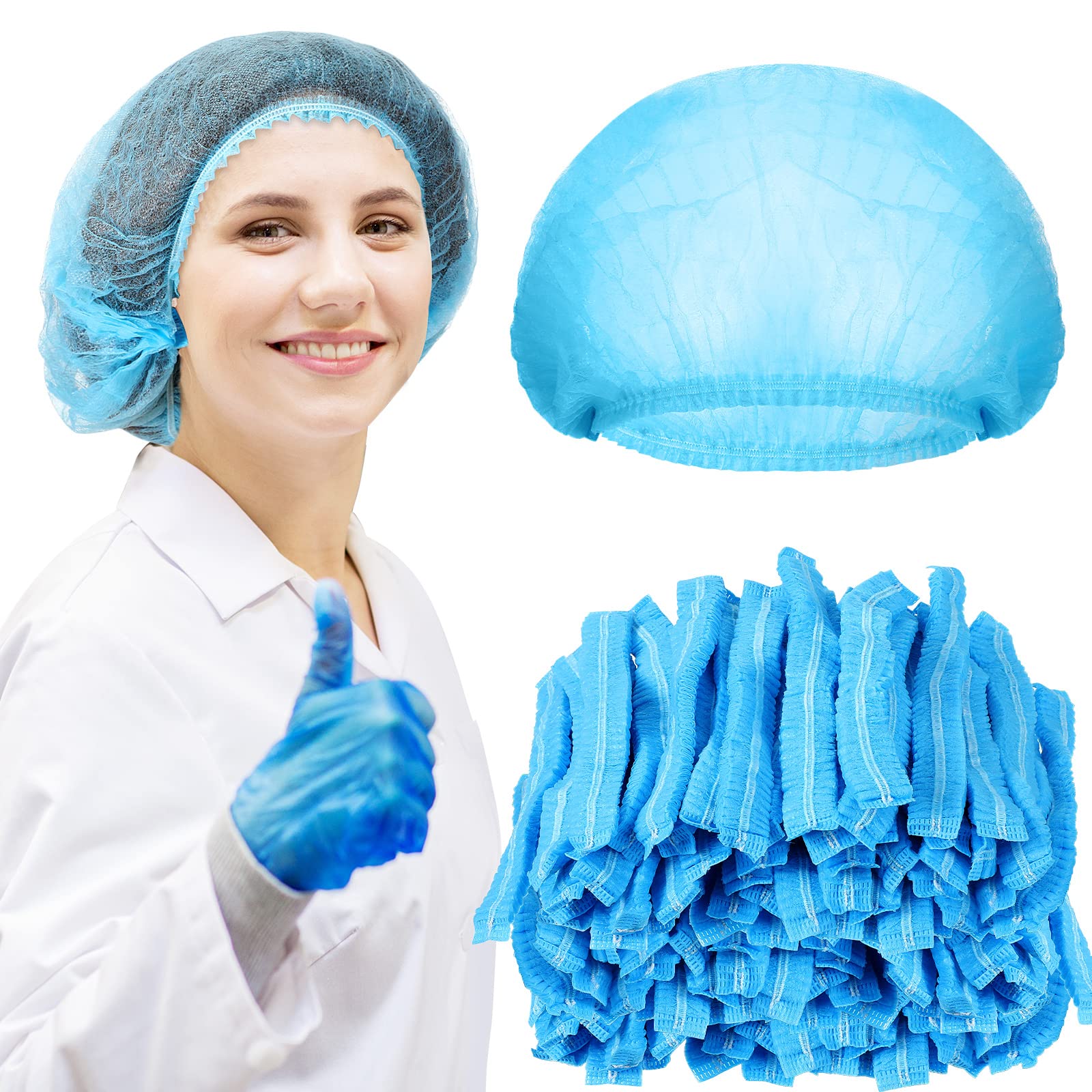 Photo 1 of Yahenda 500 Pcs Disposable Bouffant Caps Bulk Disposable Cap for Hair Elastic Dust Hairnets for Food Service, Nurses, Labs(Blue,21 Inch)