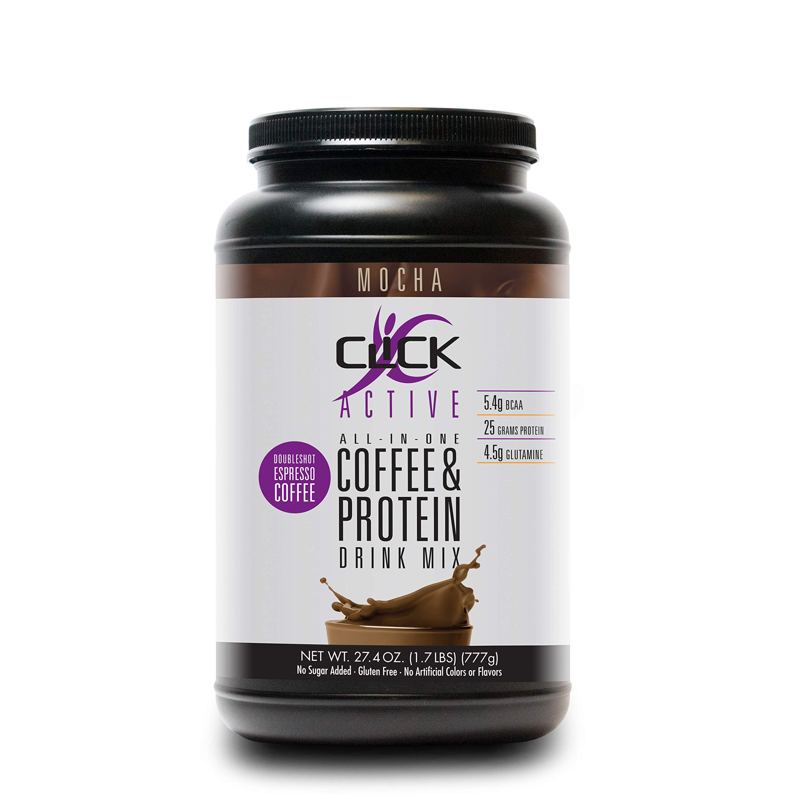 CLICK Active High Protein & Coffee Whey Isolate Casein Blend, Mocha, 27