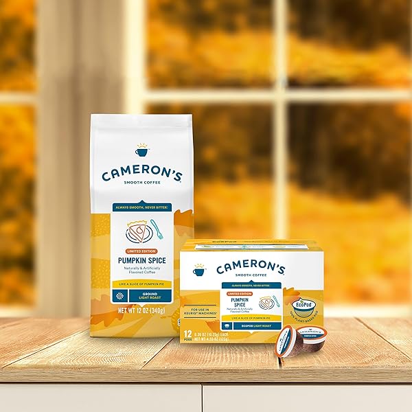 CAMERON’S COFFEE HOLIDAY SINGLE SERVE PODS, FLAVORED, PUMPKIN SPICE, 12 COUNT