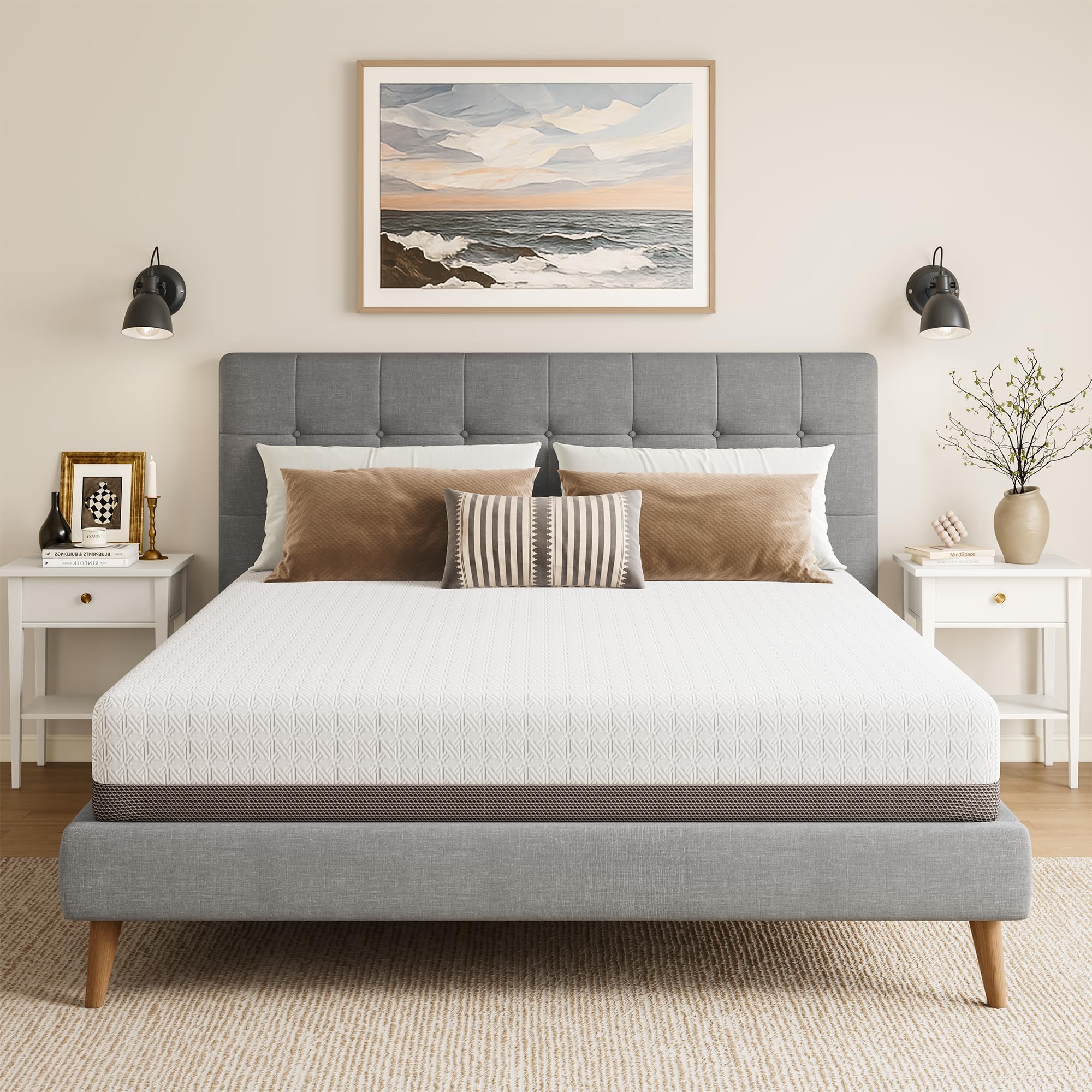 Vesgantti King Mattress, 14 Inch Gel Memory Foam Mattress for Cool Night & Pressure Relief, Medium Plush Feel with Motion Isolating,Breathable Removable Cover Image