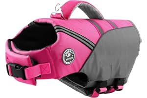 Mklhgty Dog Life Jacket, Reflective Adjustable Dog Life Vest for Swimming and Boating, Ripstop Pet Safety Vest with Rescue Handle, High Buoyancy Dog Life Preserver for Small Medium Large Dogs