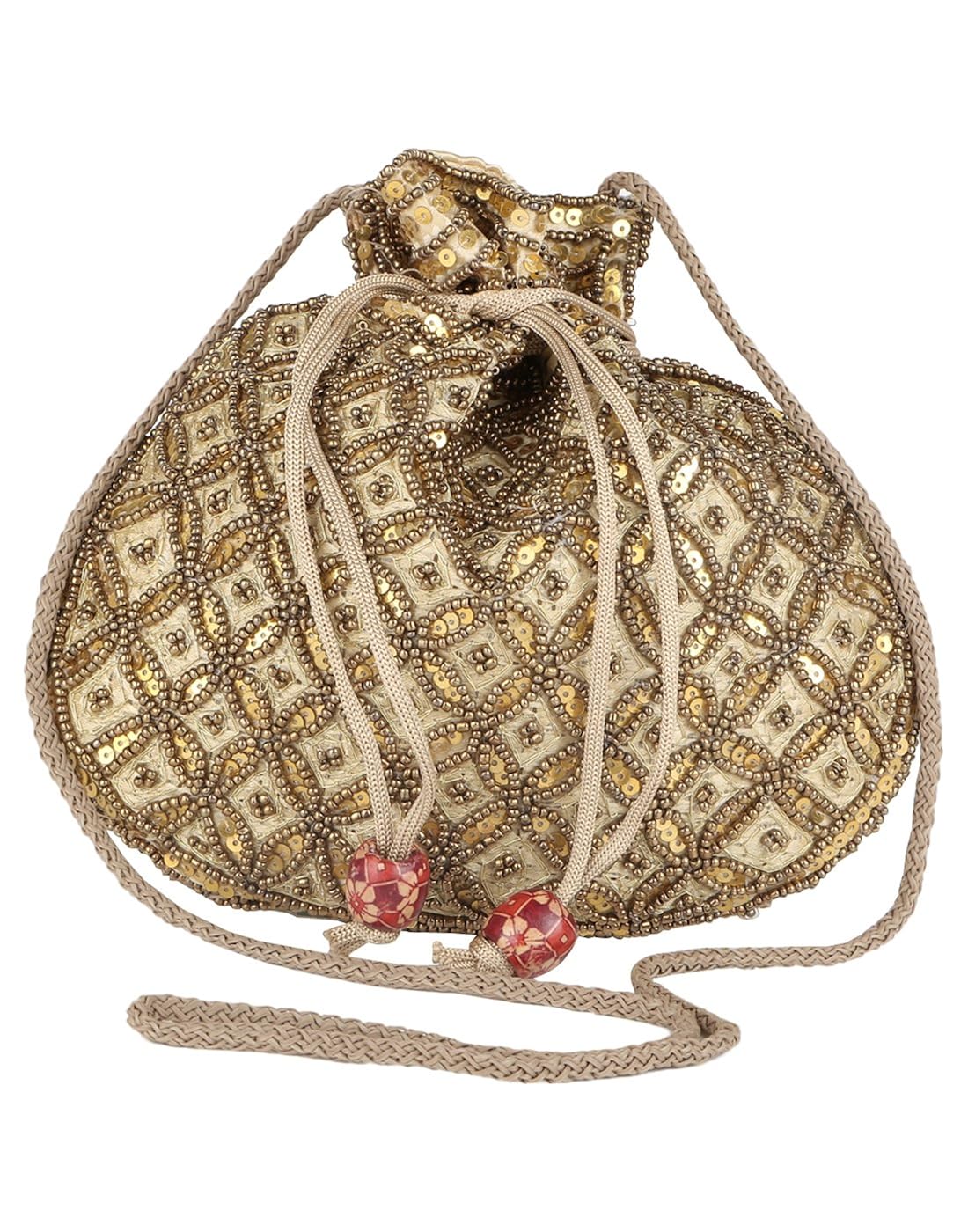 fashiondrobe women's broad potli (golden)(fdbp003)