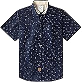 Dubinik® Mens Short Sleeve Button Down Shirts 100% Cotton Plaid Men's Casual Button-Down Shirts with Pocket