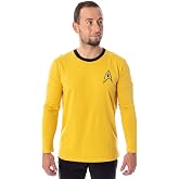 Star Trek The Original Series Men's TOS Costume Long Sleeve Tee Shirt - Captain Kirk, Spock