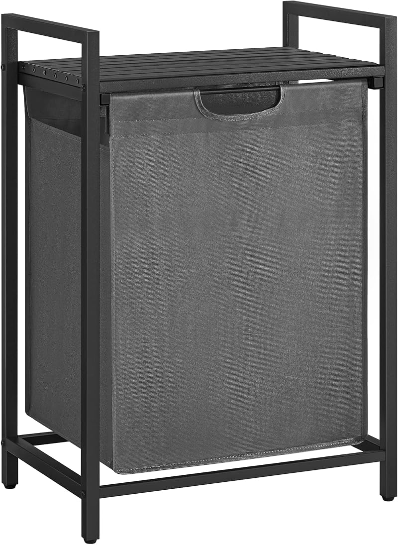 VASAGLE Laundry Basket Hamper with Removable Liner and Shelf 65 L