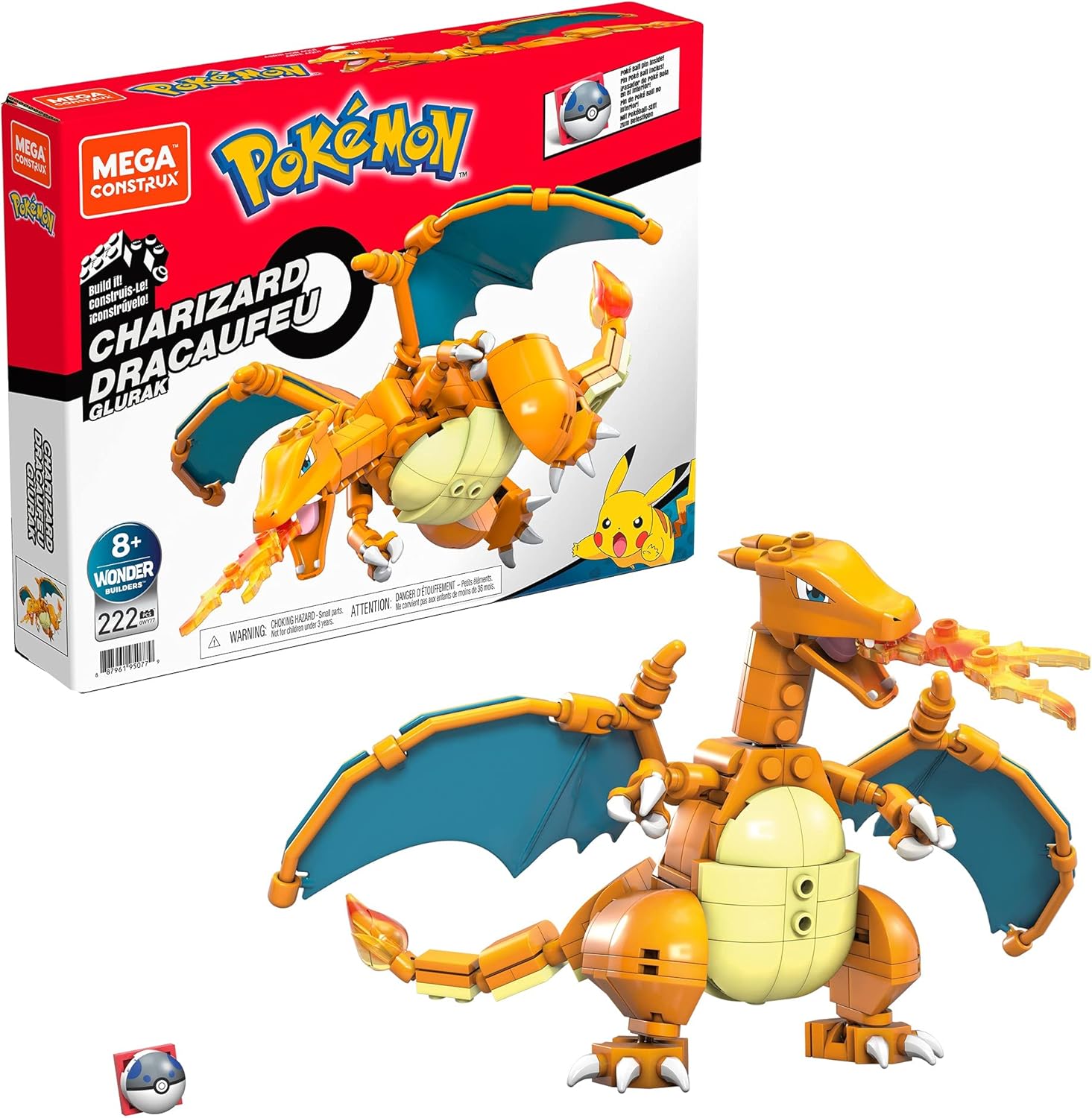 Amazon Com Mega Construx Pokemon Charizard Construction Set Building Toys For Kids Gwy77 Toys Games