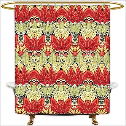 Amazon Com Qinyan Home Shower Curtain Asian Batik Blooms Motif In