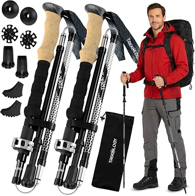 TREKOLOGY Trek-Z Folding Walking Poles 2-Piece Adjustable 100-120cm 115-135cm