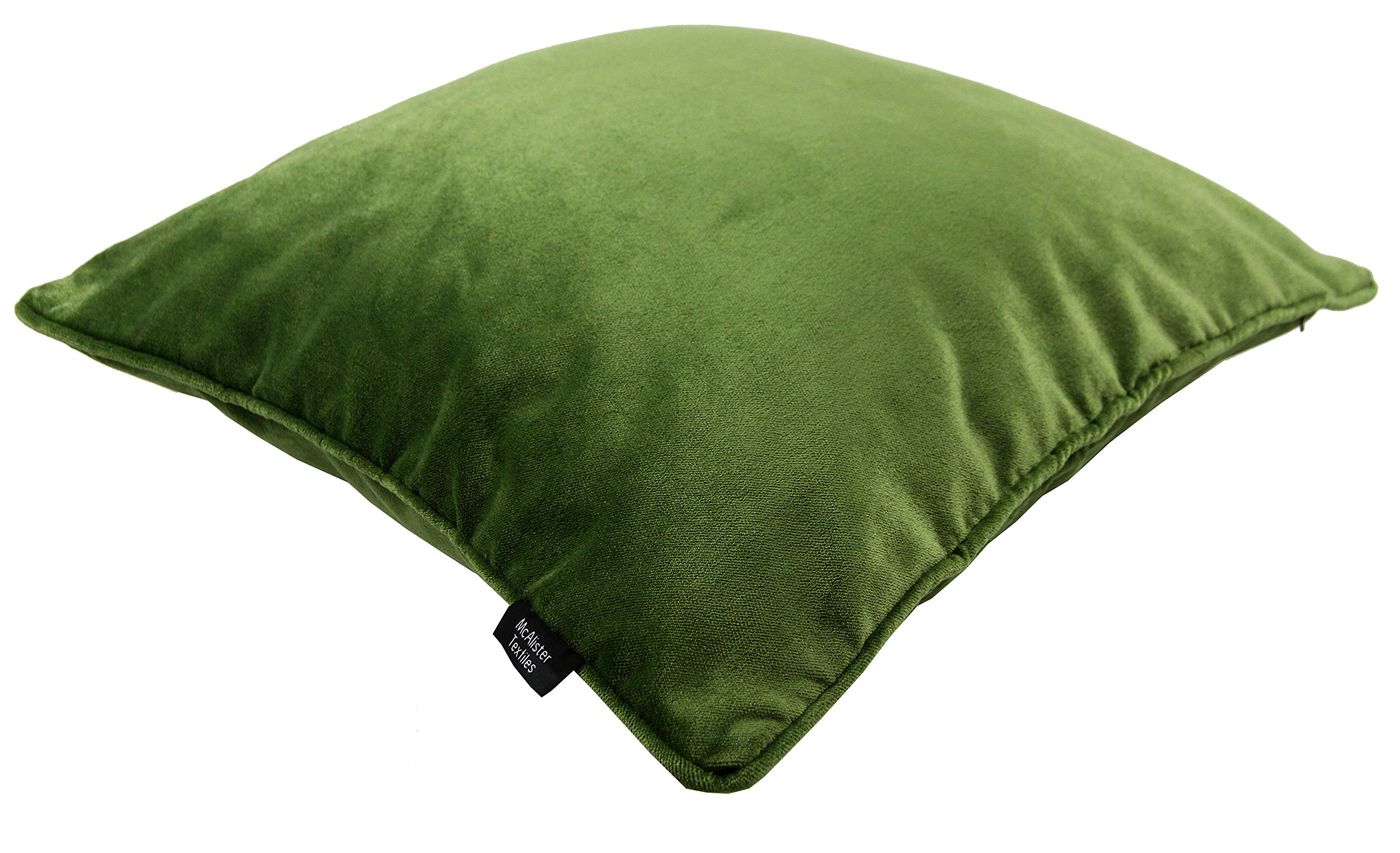 McAlister Textiles Matt Velvet Piped Cushion Covers - Fern Green 43x43 Cm - 17x17 Inches - Plush Decorative Throw Pillows Machine Washable & Fade Resistant