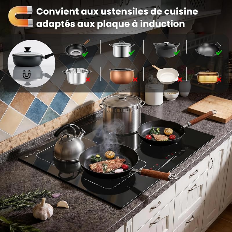 Plaque Induction 4 Feux avec Flexi Zone 7200W