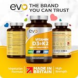 EVO NUTRITION Vitamin D3 4000iu & K2 MK7 100ug 400 Tablets UK Made view 2