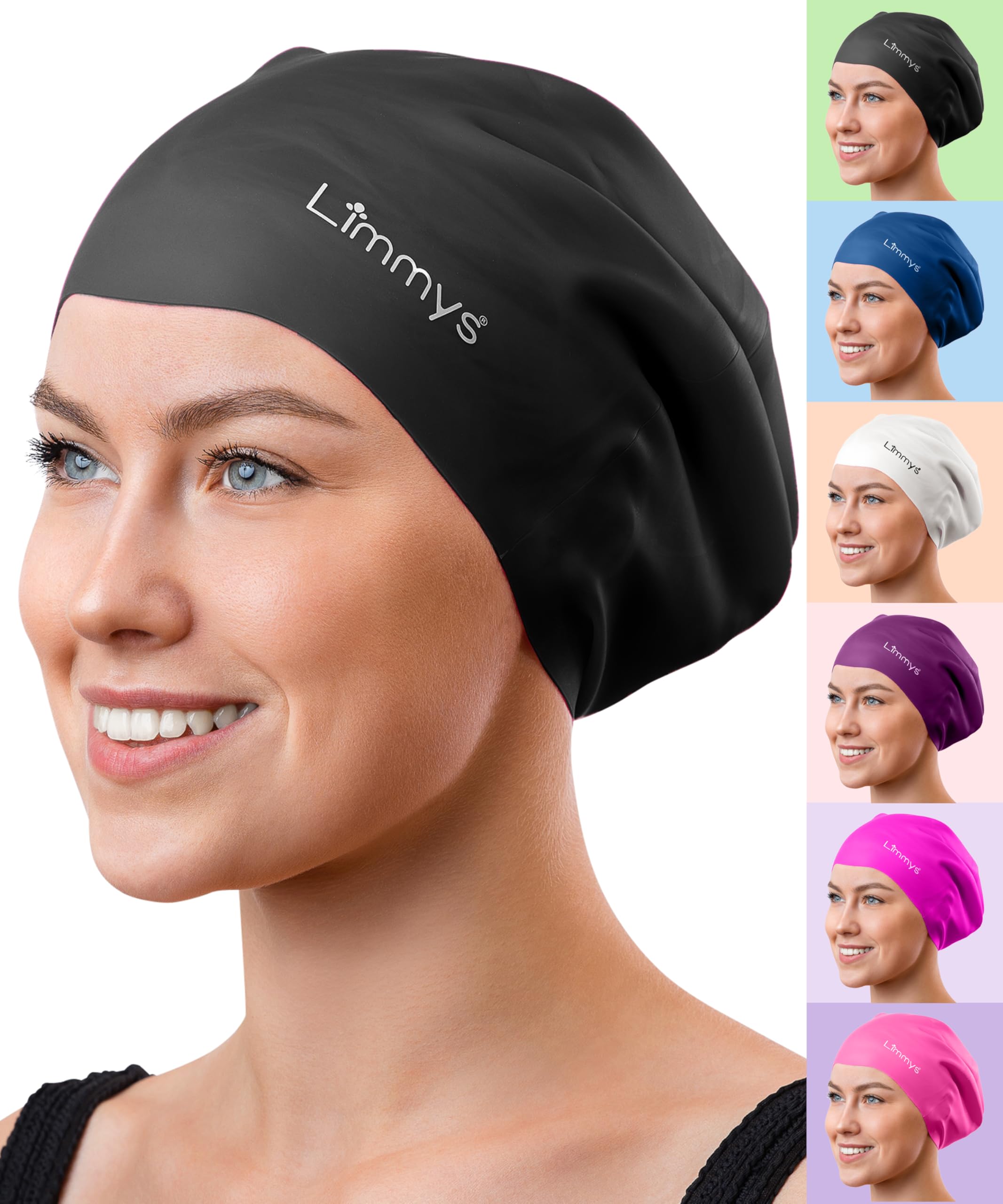 Limmys Premium Swimming Cap for Women with Long Hair – Soft Silicone Swim Cap for Women – Comfortable, Extra Room Fit, Chlorine Resistant, Hypoallergenic Swimming Hat