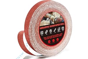PUKAMAM Emery Cloth Roll, 100 Grit Sandpaper Roll, 1" x 98 Feet Long Red Continuous Sand Paper Roll, Wet and Dry Emory Cloths for Metal, Polishing and Surface Treatment of Wood,Furniture