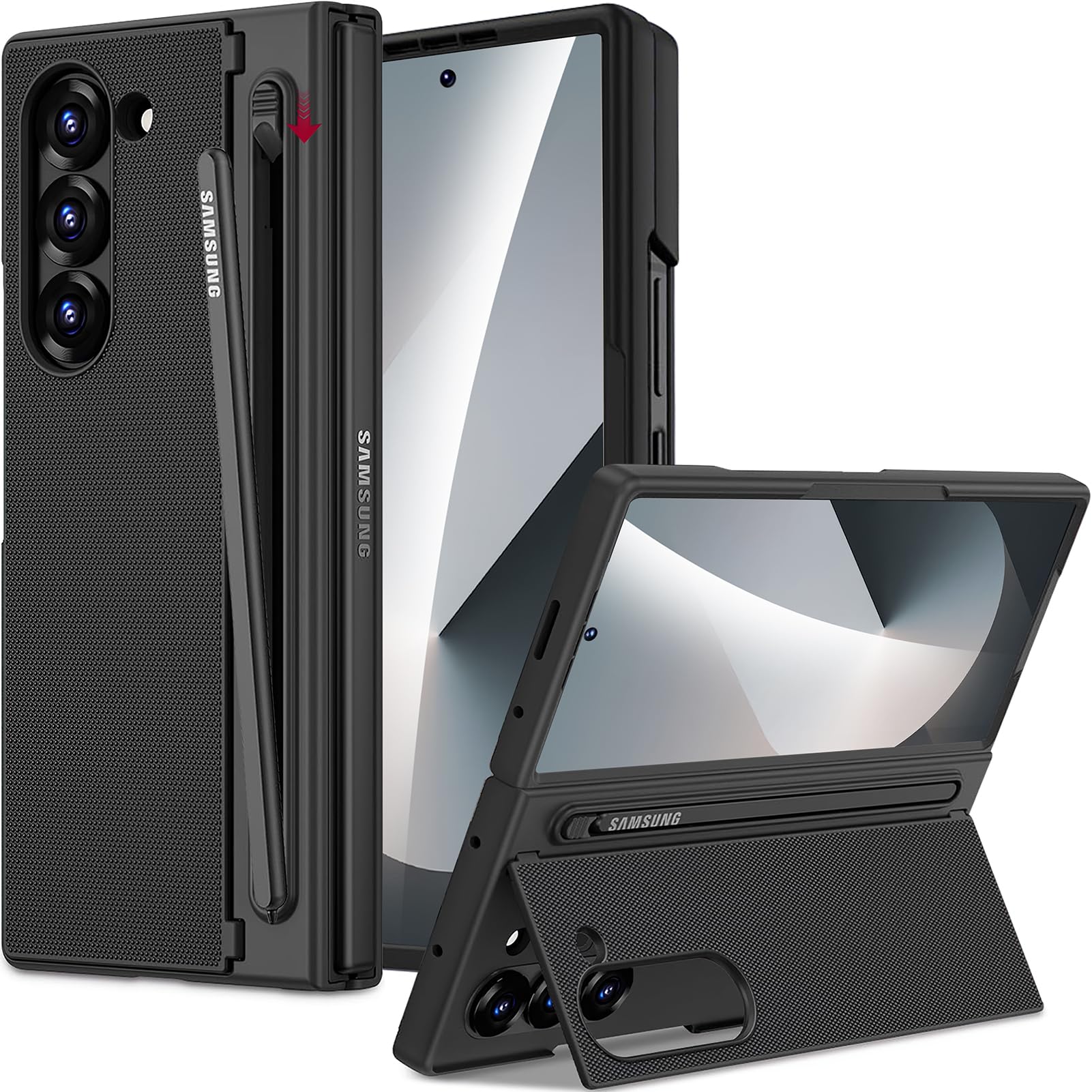 Photo 1 of Miimall for Samsung Galaxy Z Fold 7 Case with S Pen Holder Slot Pen Black