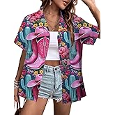 Western Button Down Shirts Women Vintage Cowgirl Hawaiian Tshirt Rodeo Tropical Tops Summer Vacation Short Sleeve Blouse