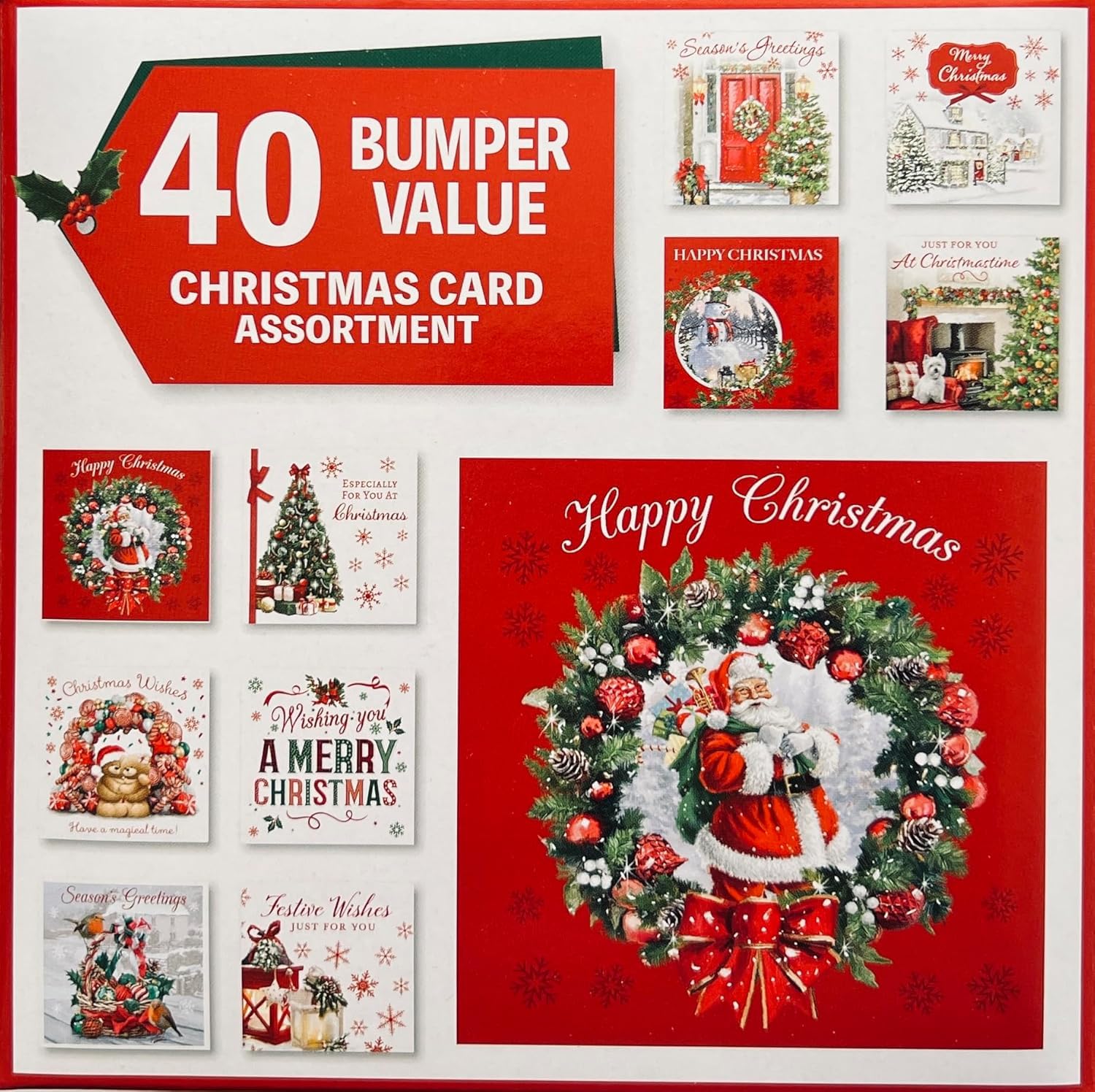 Christmas Cards Assortment Box Multipack, Pack of 40 Christmas Cards Boxed Bumber Value