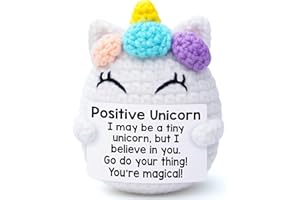 VIVAGIFTS Unicorn Christmas Birthday Gifts for Women, Positive Crochet Animals Unicorns Christmas Stocking Stuffers White Elephant Xmas Basket Gifts for Friends Adults, Tween Girls Trendy Stuff Desk Decor