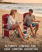 Voyager Folding Camping Chairs 2 Pack with Cooler Bag Lightweight Steel Frame view 8
