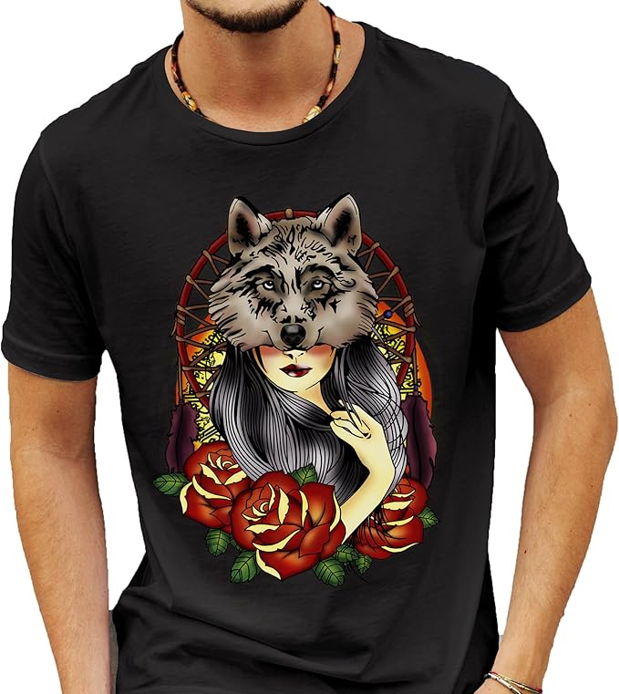 Wolf Girl Tshirt Large Amazon.co.uk Kitchen & Home