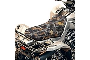 Qpednta Camo Hunting ATV Seat Cover Waterproof Non-Slip 4-Wheeler Seat Covers Universal ATV Accessories Compatible with Polaris Sportsman Polaris Scrambler Honda Rancher