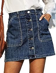 GRACE KARIN Women's Casual Button Down Denim Skirt