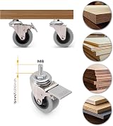 Emuca Pack of 4 Grey Furniture Castors 50mm with 2 Brakes M8x15 bolt view 5