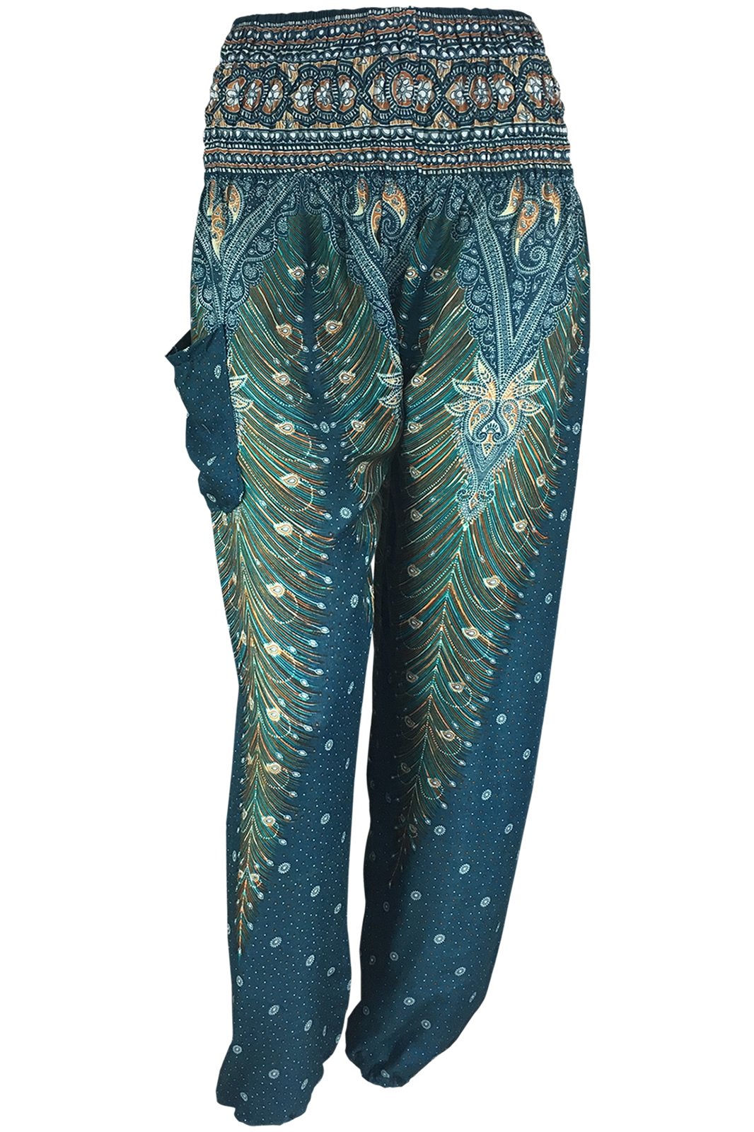 Origin SiamLadies Handmade Thai Hippie Harem Trousers | Elasticated Smock Drawstring Waist | Baggy Boho Yoga Ethnic Elephant Pants