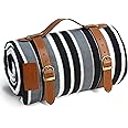 PortableAnd Extra Large Picnic & Outdoor Blanket 3 Layers for Water-Resistant Handy Mat Tote Spring Summer Black and White St