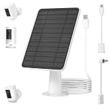 5W Solar Panel for Ring Camera, Solar Panel Charger Compatible with Ring Spotlight Plus/Pro Stick Up Outdoor Cam Battery, 10ft Cable with USB-C to Barrel Plug Adapter & Micro-USB Adapter, 1 Pack
