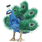 Folkmanis Small Peacock Hand Puppet, Blue; Green, Gold