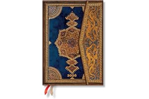 Paperblanks | 2026 Safavid Indigo | Safavid Binding Art | 12-Month Planner | Midi | Horizontal | Wrap | 160 Pg | 100 GSM