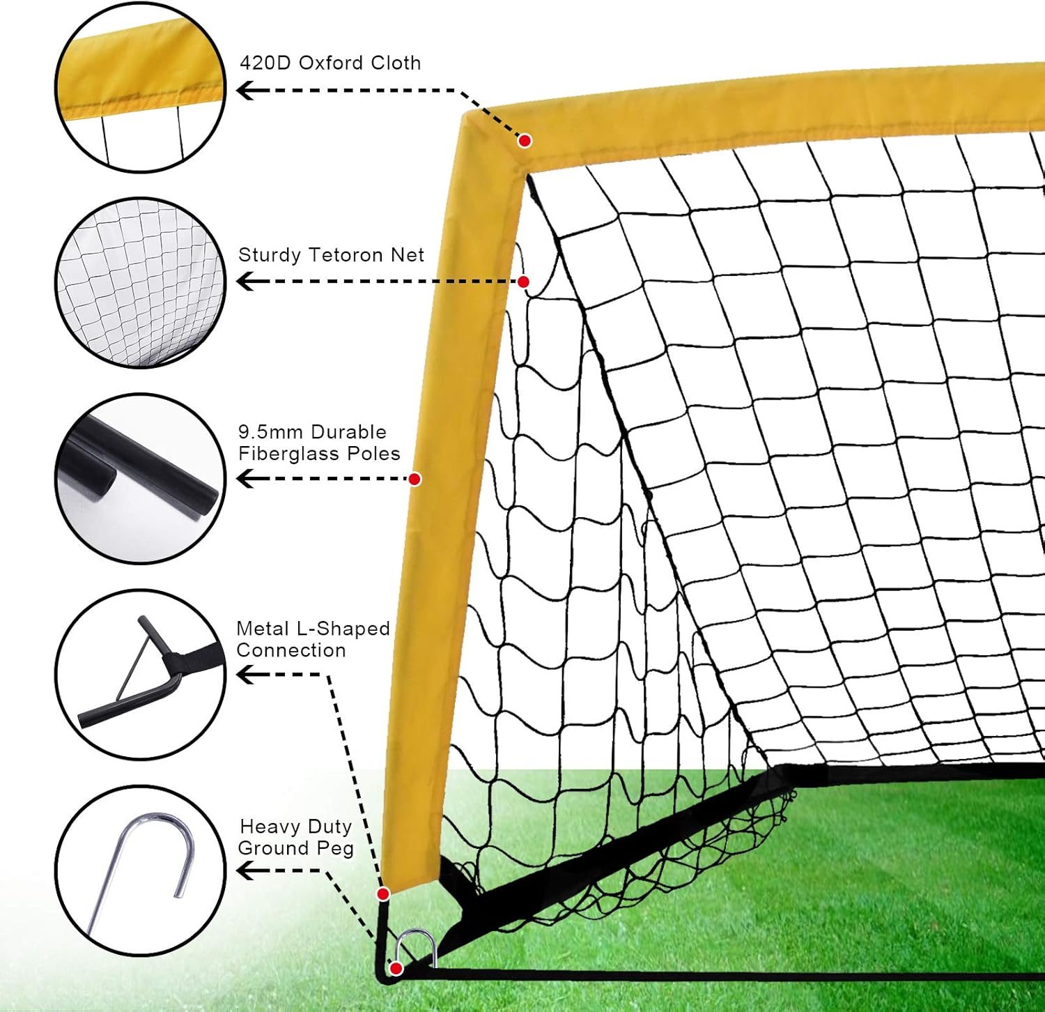 RUNBOW 6'6''X 3'3'' Portable Kids Soccer Goals for Backyard Practice Soccer Nets with Carry Bag, 1 Pack (Yellow, 6'6''X 3'3'') : Sports & Outdoors