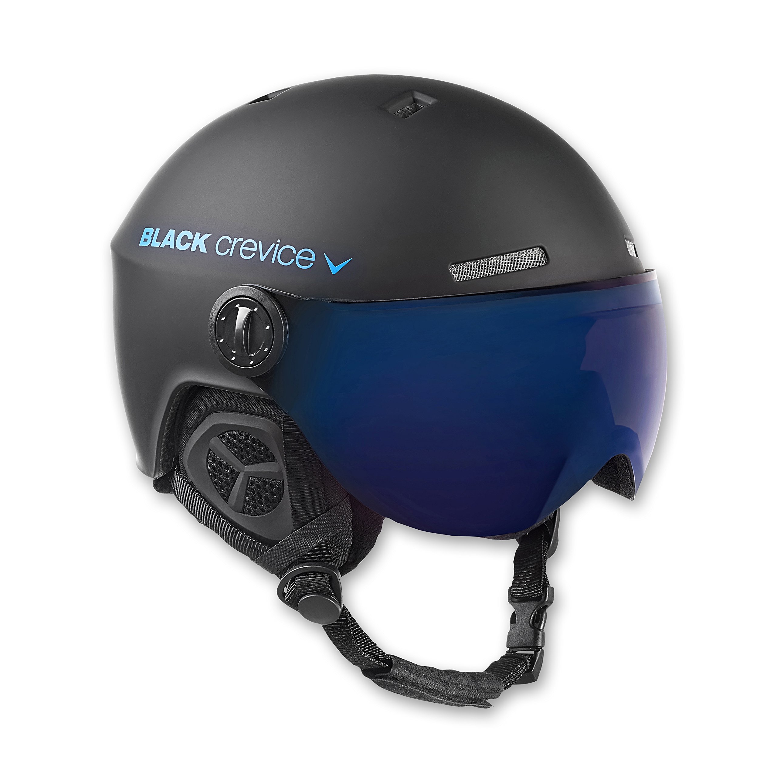 Black Crevice Unisex - Adult Ski Helmet Arlberg with 2 Visors, Blue, S/M, Black/Blue 54-57 cm