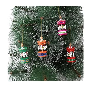 Lalang 6pcs Karussell Weihnachtsdekoration Holz Ornamente