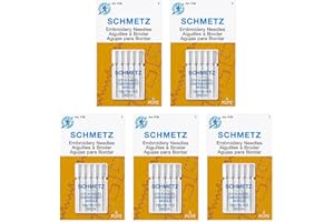 SCHMETZ Embroidery Sewing Machine Needles - Precision Needles, Size 90/14, 5-Needle Cards, Pack of 5