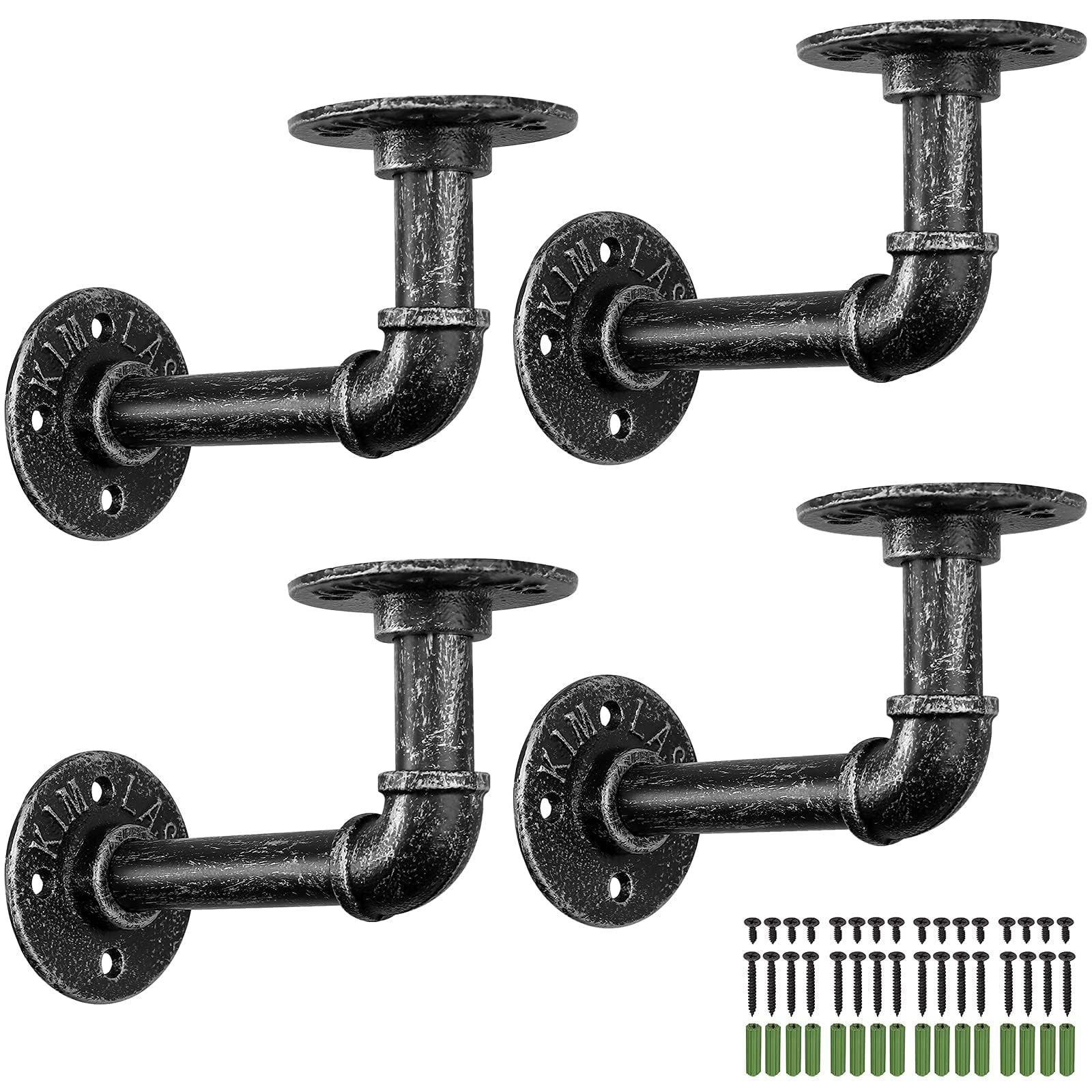 Tanice Pipe Shelf Brackets, 4 Pack Industrial Shelf Vintage Wall Mounted Floating Shelves with Screws DIY Decoration for Home Bookshelf CDs Photo Frame (Sliver)