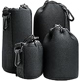 Gallipower 4 Pcs Camera Lens Bags Pouch,Camera Lens Holder,4 Sizes Protective Camera Lens Pouch Set With Drawstring Design(Small, Medium, Large, X Large)