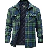 MAGNIVIT Men's Flannel Shirts Long Sleeve Quilted Flannel 5 Pockets Jacket for Men Thermal Plaid Shirt Winter Shacket