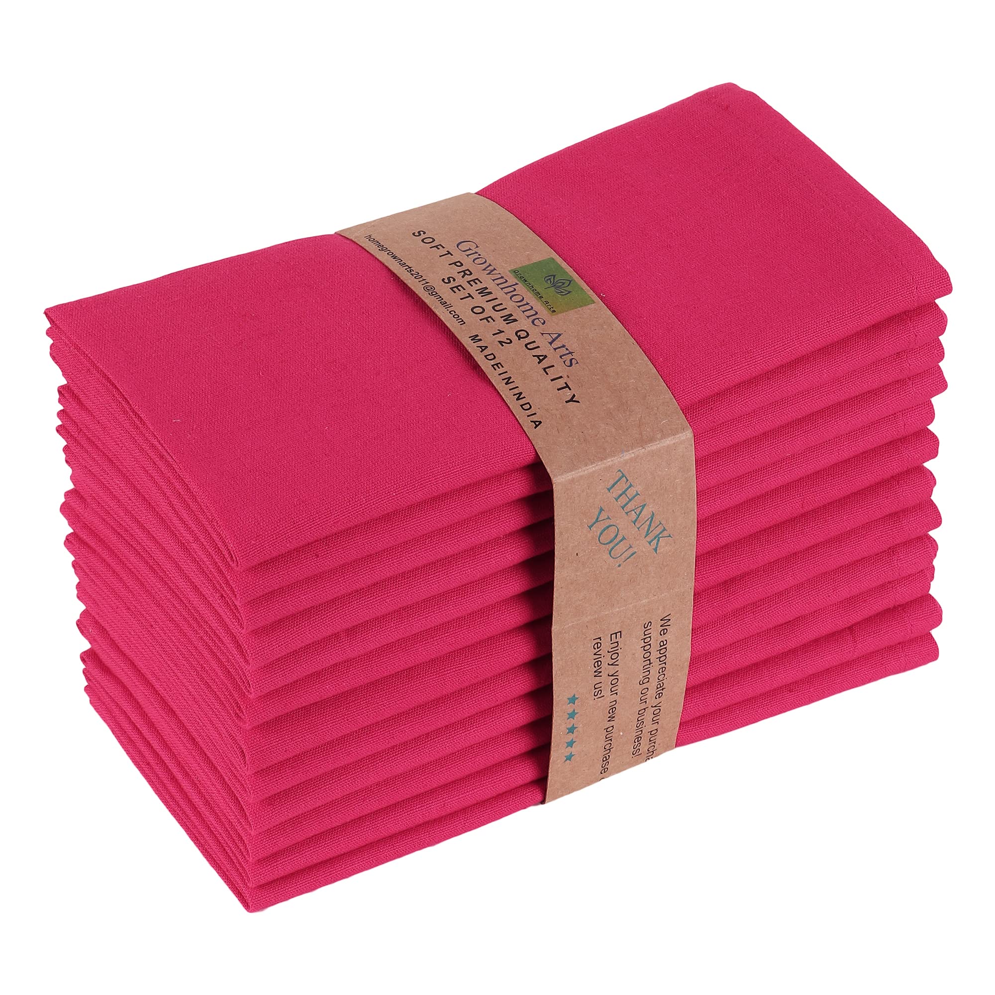 Photo 1 of 85% Cotton 15% Linen Dinner Cloth Set of 12 Napkins for Everyday Use Over Sized Easter Special Mitered Corners Napkins, Pre Shrunk Good Absorbency Ultra Soft Quality 18x18 in(Fuchsia)