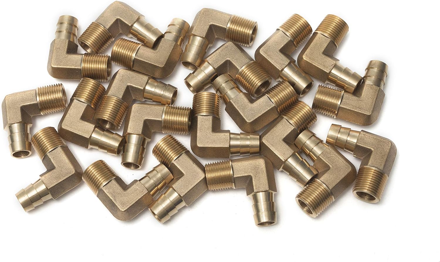 LTWFITTING 90 Deg Elbow Brass Barb Fitting 3/8-Inch Male BSPT x 12mm ID Hose(Pack of 25), 12mm ID Hose x 3/8" Male BSPT