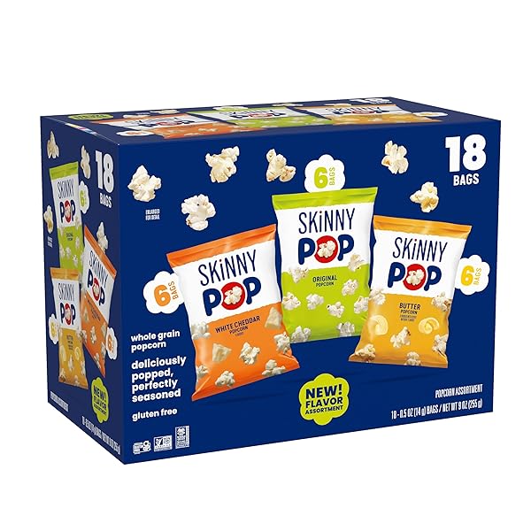 SKINNYPOP ORIGINAL,WHITE CHEDDAR AND BUTTER FLAVORED POPCORN, WHOLE...