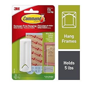 Command Wire-Back Plastic Picture Hanger(White,1- hanger and 2- strips)