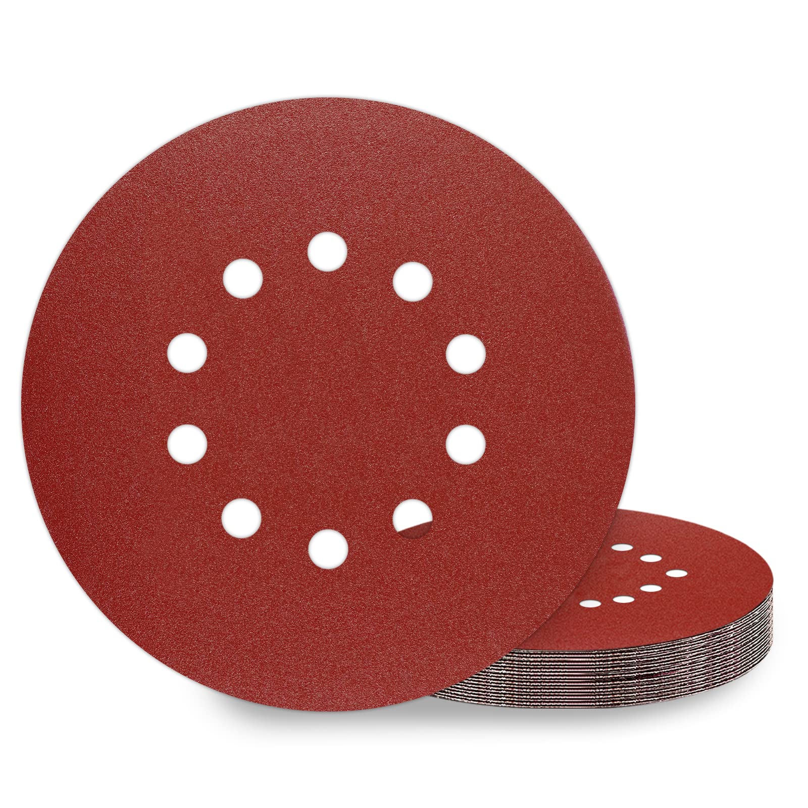 KONGMING 10 Pcs 225mm Sanding Discs Grit 150 9 inch Sanding Discs 10 Hole Hook and Loop for Drywall Sander