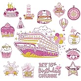 Cruise Door Decorations Magnetic - 16PCS Rose Gold 16th Birthday Cruise Door Magnets Sweet 16 Birthday Cruise Magnet Stickers for 16th Girls Birthday Cabin Refrigerator Ship Party Decor
