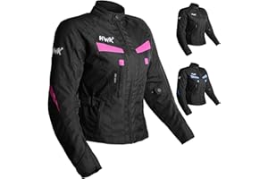 HWK Stunt Motorcycle Jacket for Women, Women's Motorcycle Jacket with CE Armor for Enduro Motorbike Riding, Easy-Adjust Water Resistant Textile Biker Jacket with Thermal Lining - Pink, 3X-Large