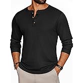 Ekouaer Mens Henley Long Sleeve Shirts Waffle T-Shirt Lightweight Thermal Undershirts S-XXL