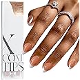 BTArtboxnails French Gel Nail Tips - French Tip Press on Nails Brown Short Almond XCOATTIPS Pre-applied Tip Primer & Base Coat, No Need to File Fake Nails for Nail Art DIY
