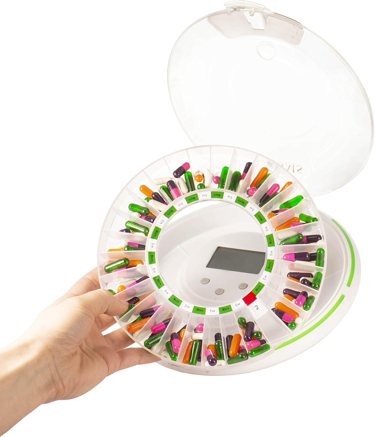 GMS 28 Day Automatic Pill Dispenser Dosage Reminder for up to 6 Alarms a Day with Flashing Light and Locked Cover - Standard Edition: Health & Personal Care