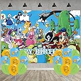 Time of Adventure Birthday Party Decoration,Adventure Party Photo Background 5 x 3 FT and 18 Pcs Balloon,Time Merch Party Backdrop Supplies